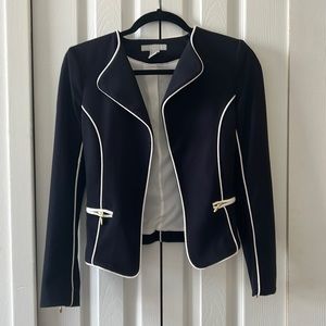 Navy blue blazer with white detail